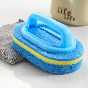 4-Pack Ergonomic Plaid Grip Sponge Cleaning Brush Ultra Soft High Quality Durable Efficient Water Absorbing Tool for Bathroom Kitchen