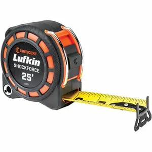 Lufkin L1125CME-02 25 ft x 1-3/16 in Tape Measure, Black & Yellow Blade with 1/16 & 1/8 in Dual Inch-Metric Graduations, Black & Orange Case, Home Improvement Work Safety Tool, Dual Graduations