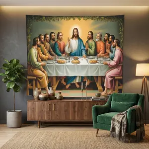1pc Christian Last Supper Wall Hanging Tapestry for Dorm Living Room Bedroom Art Mural Backdrop Religious Decoration High Definition Print