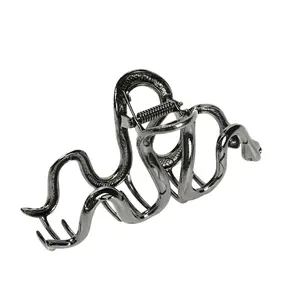 Gunmetal Snake Hair Claw for Medium to Long Hair - Lightweight Trendy Edgy Accessory with 2.17 Inch Width & 4.3 Inch Length Elegant Firm Grip Durable Alloy