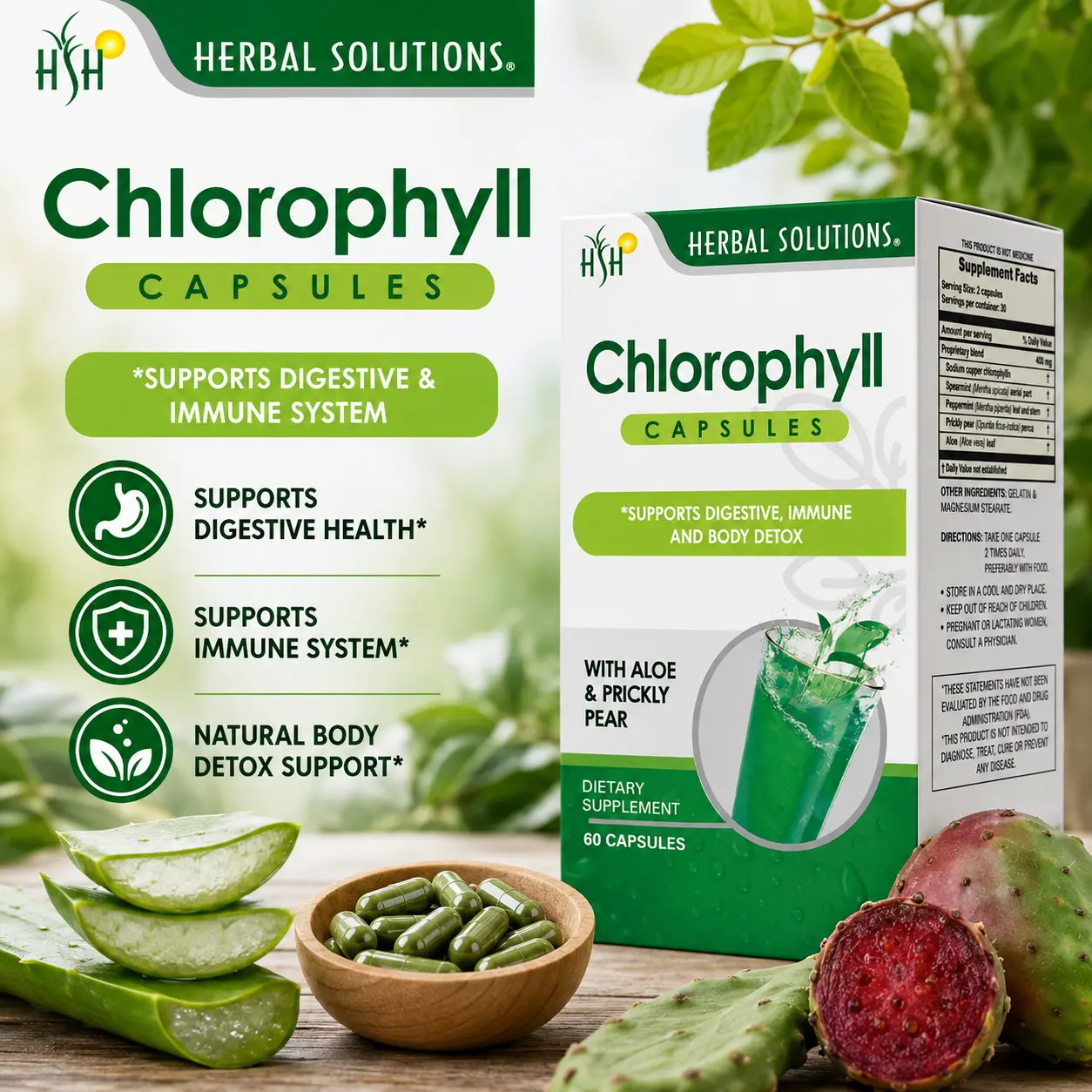 Chlorophyll Capsules |  | Capsules | 60 Capsules | Herbal Solutions