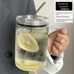 Transparent Mug with Light Cup Body Glass Cup with Lid and Stainless Steel Straw Home and Office Drinking Water Cup Excellent Holiday Gift Drinkware Tumblers Bottles