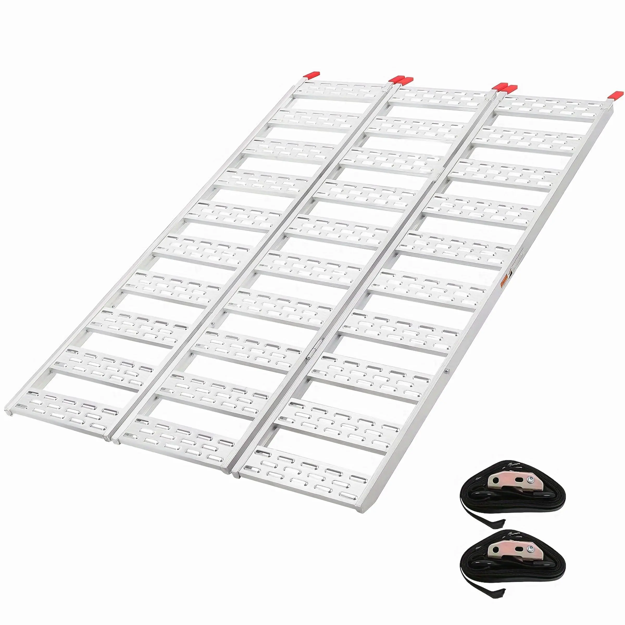 2026 New Upgraded Heavy-Duty Tri-Fold Aluminum Loading Ramp, Suitable for Pickup Trucks, ATVs, Motorcycles, UTVs, Lawn Mowers, Dirt Bikes, Trailers - 76" L×50" W, Load Capacity 1500 LB, Foldable Design, Portable, with Safety Straps, Easy Loading/Unloading