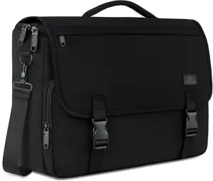 Messenger Bag for Men, Briefcases Lightweight Men's Laptop Bag 15.6 inch Water Resistant Crossbody School Satchel Bags Computer Work Office Bag with Shoulder Strap, Black