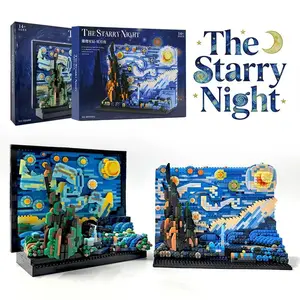 Creative World-famous Paintings Vincent Van Gogh The Starry Night Building Blocks Model Assembly Bricks Toys Gift For Girl Adult