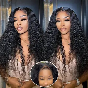 Glueless Wig Human Hair Ready To Wear Deep Wave Brazilian 6x4 5x5 Pre Cut Lace Closure Human Hair Wig Pre Plucked 180 Density