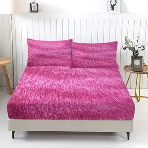 3Pcs Fluffy Pink Fitted Sheet Set, Luxurious Soft Texture Bedding Set, Vibrant Color for a Cozy Bedroom, Perfect for Adding Warmth and Style to Your Space, Ideal for Kids and Plush Toy Lovers!Includes 2 pillowcases (pillow inserts not included).
