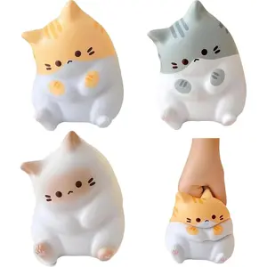 3Pcs Cat Stress Ball, Cute Cat Shaped Stress Squeeze Toy for Kids, Stretchy Ultra Soft Anxiety Relief Tools for Party Favor, , School Rewards Toys and Games....