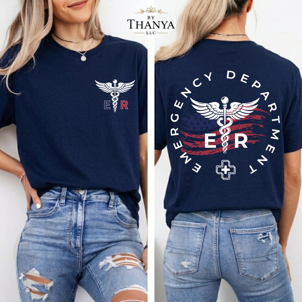 USA 250th Anniversary ER Nurse T-Shirt, Patriotic Emergency Department Graphic Tee, America 1776 2026 Medical Staff Shirt For Women and Men, 4th Of July Shirt, Casual Unisex.