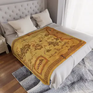 Chronicles of Narnia Map Fleece Minky Blanket, Lion Witch Wardrobe Pillow Fantasy Gift, Literature Home Bedding Decor, Soft And Comfortable, Polyester Coarse Knit, All Season Warm And Comfortable Fleece Blanket, Suitable For Dormitories, Office Naps, Sofa
