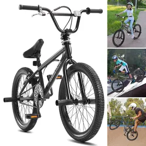 Father's Day Gift VEVOR 20-Inch BMX Bike Freestyle Bike Men Kids BMX Bicycle Hi-Ten Steel Frame