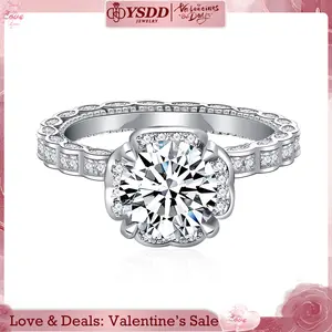 【#242 Valentine】 2Carat Synthetic Moissanite Ring in 925 Sterling Silver