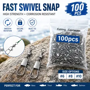 100Pcs Heavy Duty Ball Bearing Swivel Rings Stainless Steel Fishing Connectors High Strength Barrel Swivels Anti-Twist for Bass Pike Saltwater Freshwater Fishing Tackle