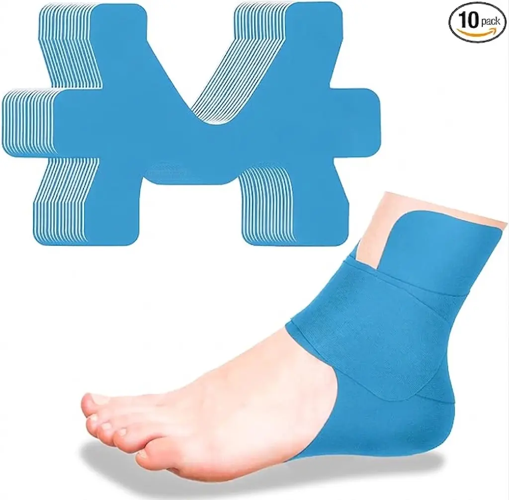 10 PCS Ankle Kinesiology Tape, Precut Athletic Support Tape for Pain Relief & Stability, Breathable Cotton Tape for Running, Gym, Sports & Marathon sprain