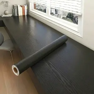 Black Wallpaper Wood Grain Contact Paper Peel and Stick Wall Paper Waterproof Self Adhesive Thickened Vinyl Wrap for Countertops Cabinets Desk Decorative Film Easy to Clean Living Room Peel and Stick Wallpaper Designs