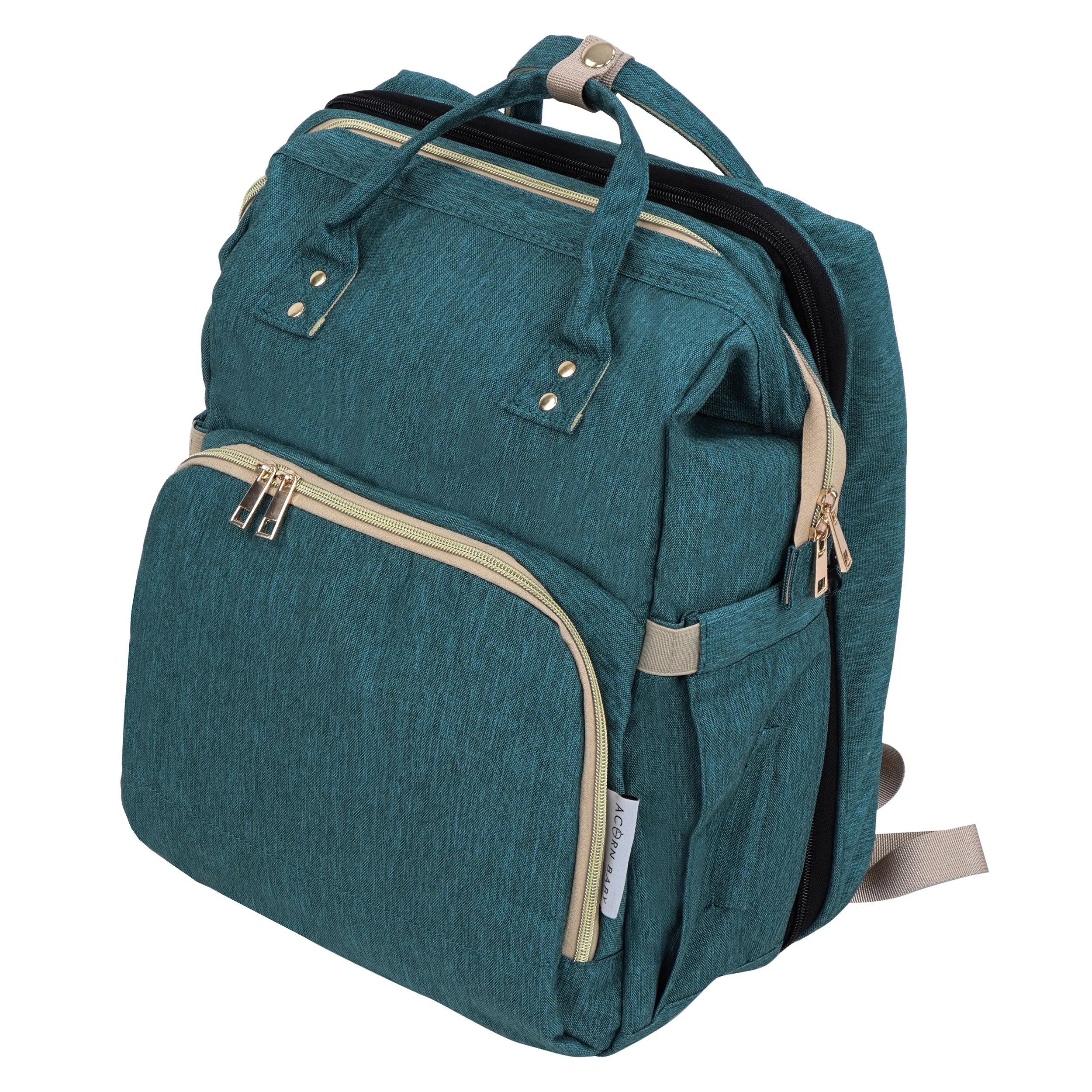 Acorn Expandable Oxford Cloth Diaper Backpack with Detachable Cushioned Bassinet, 28x5in Moisture-Resistant Wear-Resistant Diaper Bag Crib Combo for Beach Day & Family Picnics, Hangable Home Organizer Storage Solution