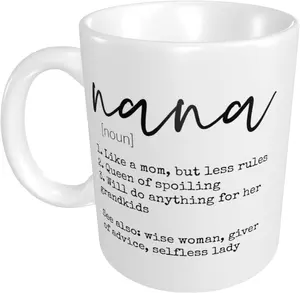 Nana Definition Coffee Mugs, Grandma Mother's Birthday Gifts for Granddaughter, Grandson - Double Side Printed Ceramic Mug Cup 11 Ounce