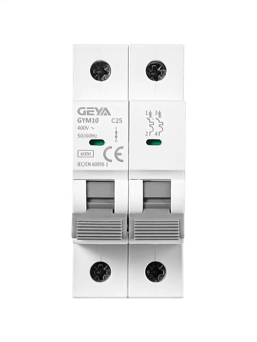 GEYA 25A 2 Pole Circuit Breaker, 6kA C25 Miniature Circuit Breaker MCB, DIN Rail Mount Thermal Magnetic Breaker for Home Electrical Panel & Distribution Box