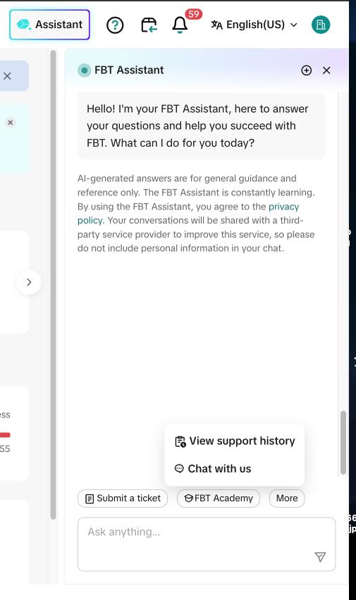 If you are using the FBT assistant side panel, select More and you will ...
