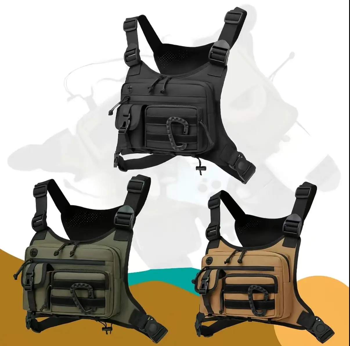 Tactical Chest Rig Vest for Men, Lightweight Waterproof EDC Pack with Adjustable Straps and Multi-Pockets, Breathable Hiking Gear for Outdoor Adventures, Outdoor Activities