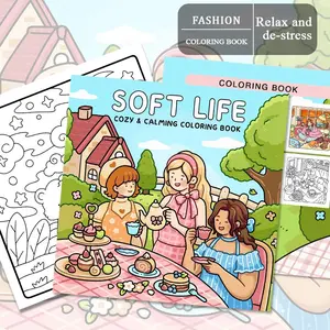 1PC coloring book, healing and warm style, warm color tea party and outdoor relaxation patterns, can relieve stress and relax, and also cultivate aesthetics. It is a healing themed coloring album for home leisure or gatherings