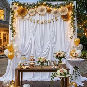 【Mother’s Day】 8x10FT Backdrop Curtains -Wrinkle-Free Polyester Photography Drapes Party Photo Backgrounds for  for Graduation Photography Baby Shower Birthday Stage Background Stand Decorations 4x10FT,2 Panels