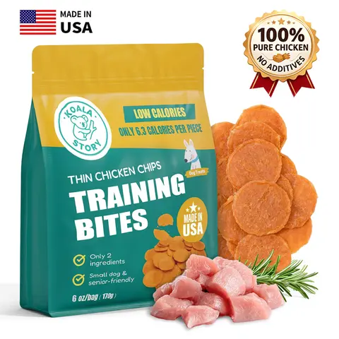 [KOALA STORY] Human-Grade Chicken Dog Training Treats - 6 oz (170 g), 100% Pure Chicken, 70% Protein, Gently Air-Dried, Low-Calorie, All-Natural, Gluten-Free, Hypoallergenic, USA-Made, for Bonding & All Ages Dogs, High-Protein, Puppy Training Treats, Easy