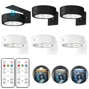 6Pcs Battery Operated Picture Light, Black+White, 3 Lighting Modes Art Display Light For Picture Frame Paintings, Wireless Wall Decor Puck Lights counter  lamp