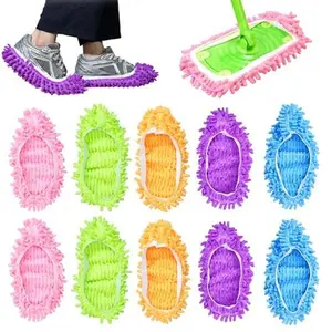 KEEPOW Washable Reusable Microfiber Mop Slippers For Size 8, Colorful Mop Socks Shoes for Floor Cleaning Mopping 10packs