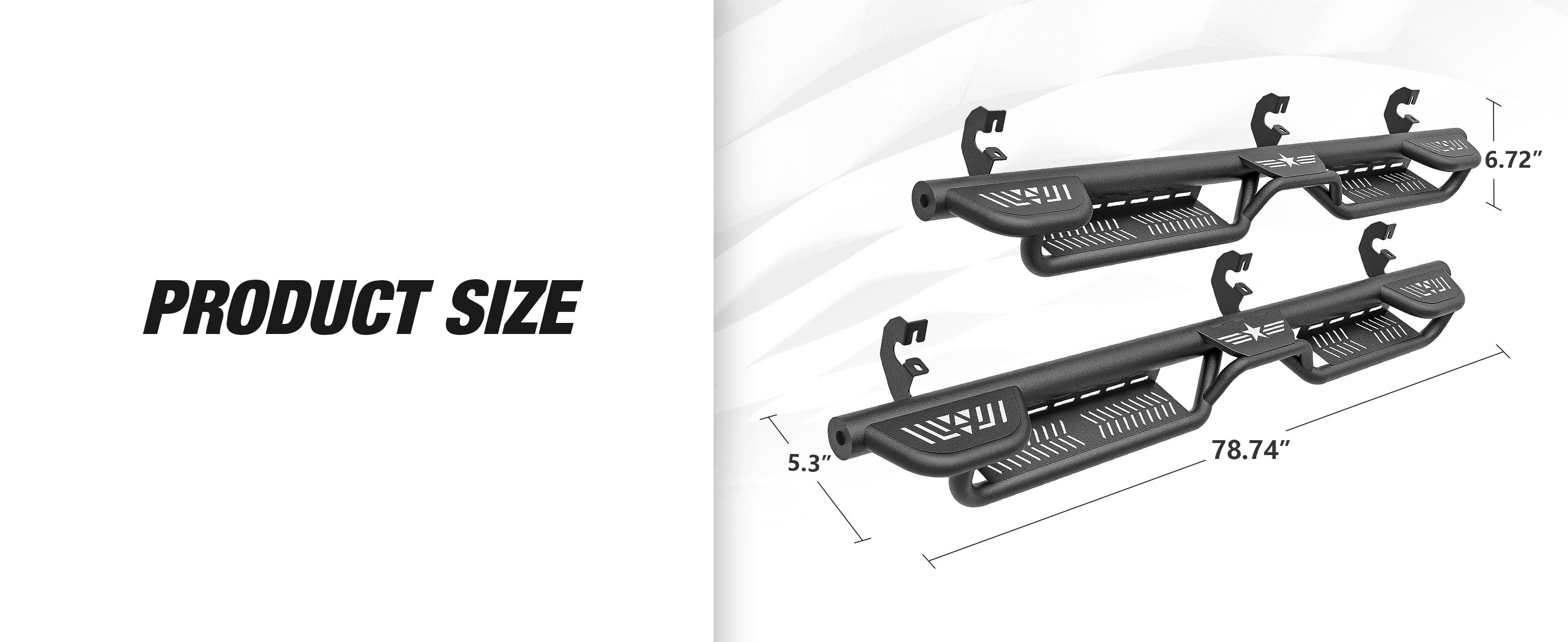 Three Raised Steps Running Boards Side Steps Compatible for 2015-2025 Chevy Colorado & GMC Canyon Crew Cab (4 Full Size Doors), Two Stairs Design Bolt-on Side Rails Step Nerf Bar