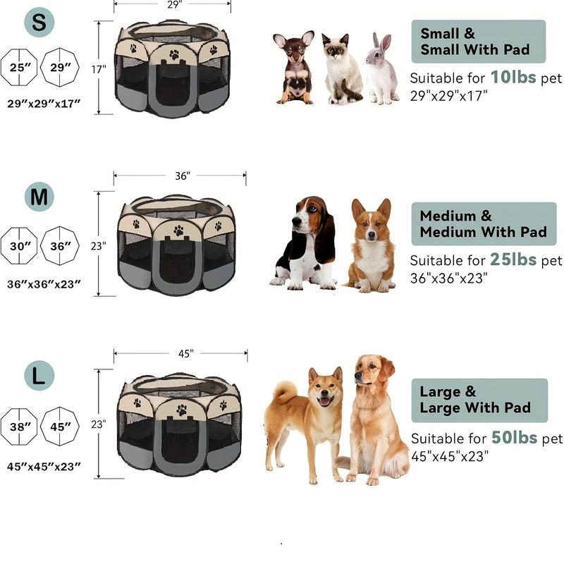Foldable Pet Playpen for Dogs and Cats – Portable Octagon with Removable Zipper, Indoor/Outdoor Use