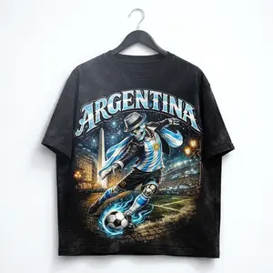 World Cup 2026 USA Canada Mexico Soccer Gothic Skull Argentina Football T-Shirt, Dark Aesthetic Streetwear, Unisex Football Gift