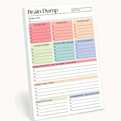 50 Page Brainstorming & To-Do List Notebook, Daily Task Management Tool, Self-Planner, Productivity Planner, Project Manager, Minimalist Style, High-Quality Binding