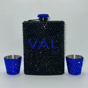 Glitzy Rhinestone Hip Flask - Personalized 8 or 12oz - Drinkware