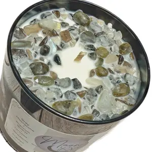 Manifestation Moonflower Crystal Candle, 100% Natural Soy, Intuitive Aromatherapy Gift for Spiritual Growth, for dreamers and mystics, Manifestation Candle