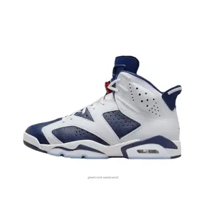Retro White Midnight Navy Colorway Mid-Top Basketball Shoes
