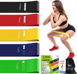 Resistance Bands Set for Men and Women, Pack of 5 Different Levels Elastic Band for Home Gym Long Exercise Workout – Great Fitness Equipment for Training, Yoga – Free Carrying Bag
