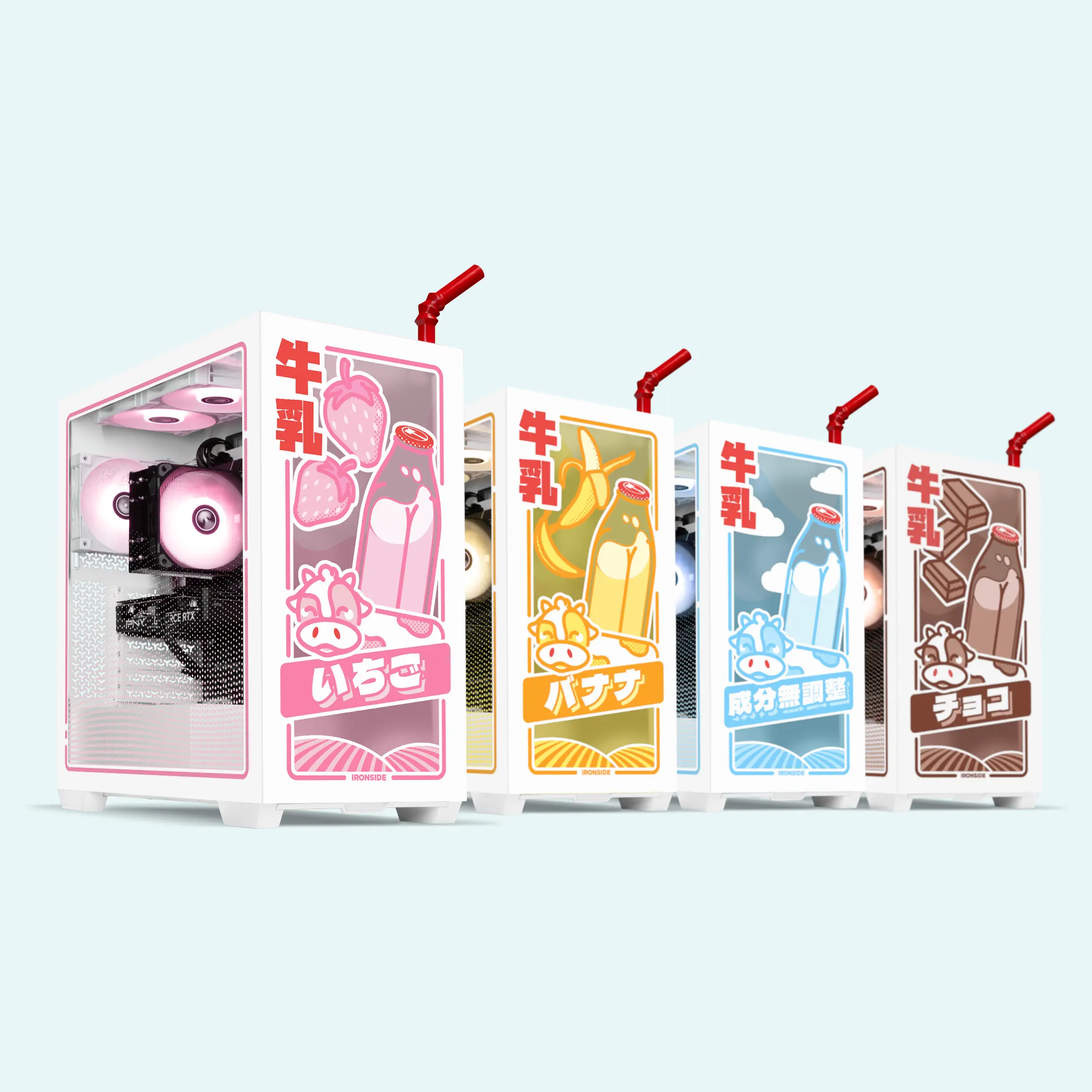 Ironside Computer Cases Ironside Computers Milkbox PC Case - Kawaii Milk Carton Design ATX Mid ...