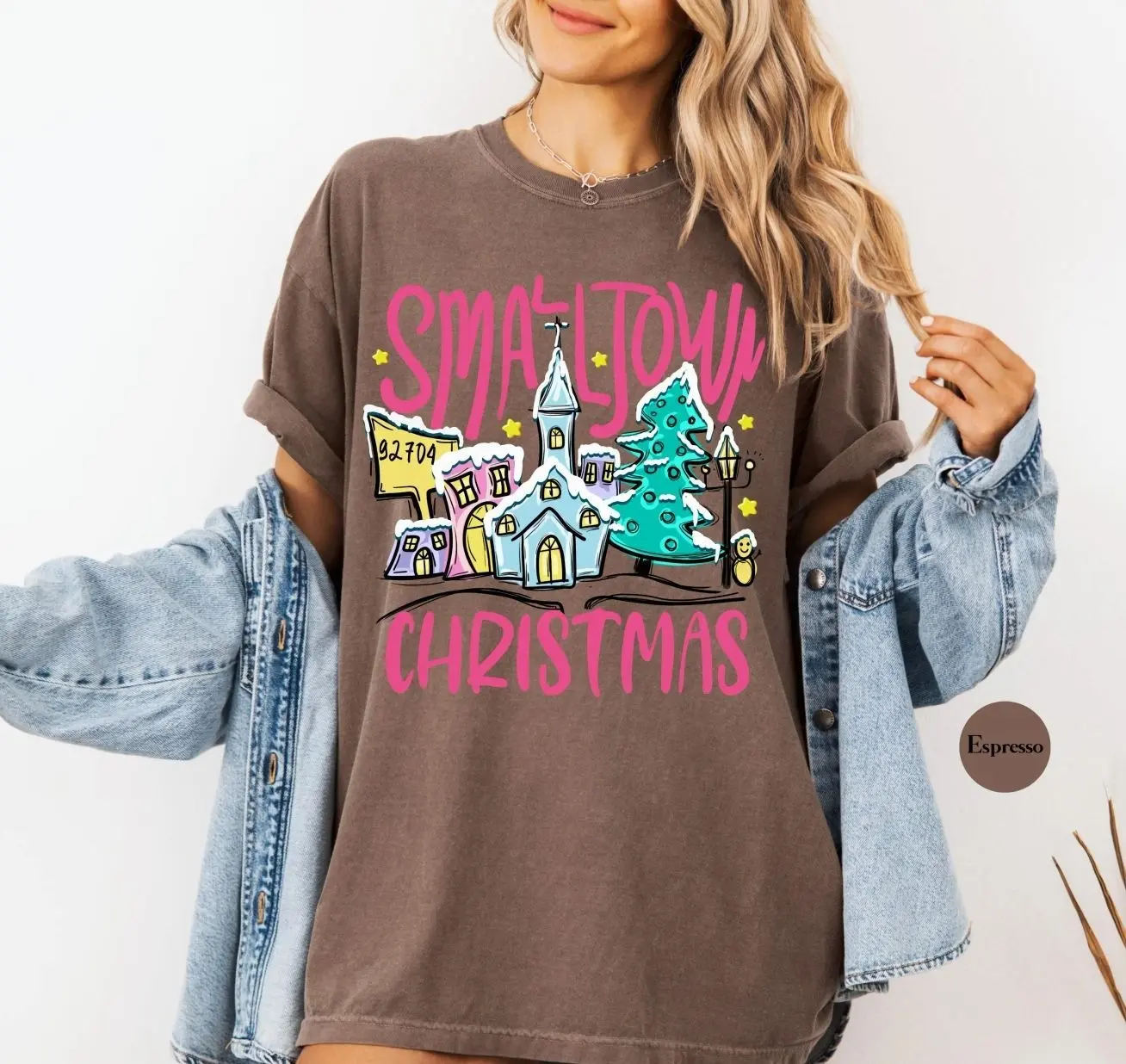 Comfort Colors Custom Christmas Small Town Zip Code T-Shirt, Personalized Holiday Hometown Graphic Tee, Aesthetic Y2K Christmas Matching Family Group Shirts, Festive Winter Season Party Apparel, Vintage Local Town Zipcode Gift for Women & Men