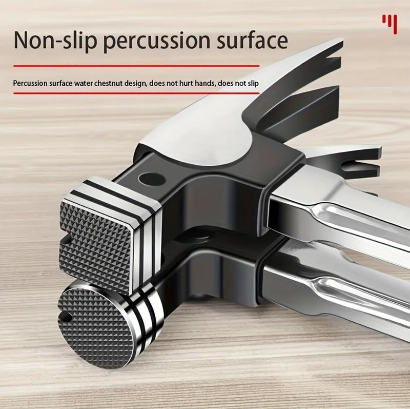 2-in-1 High Carbon Steel Claw Hammer with Nail Puller - Double Groove Design, Round Head Safety - Ideal for Home, Industrial, and Emergency Use, Portable for Carpentry and Camping