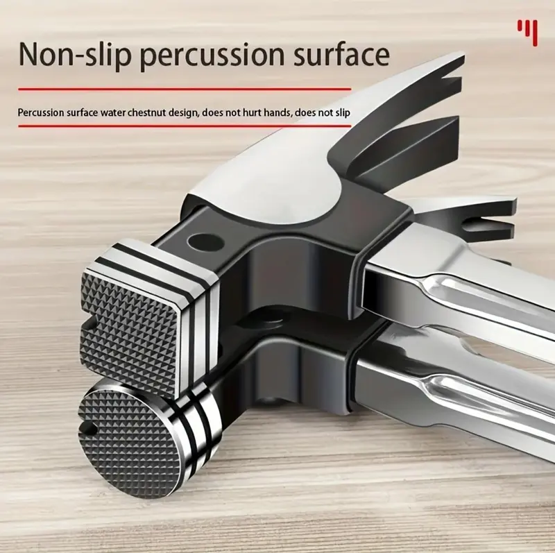 2-in-1 High Carbon Steel Claw Hammer with Nail Puller - Double Groove Design, Round Head Safety - Ideal for Home, Industrial, and Emergency Use, Portable for Carpentry and Camping