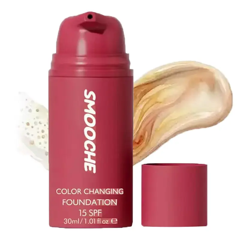 Color Changing Foundation for a Flawless Base, Shade-Adjusting Liquid Makeup with SPF 15 Sun Protection, 24H Long-Lasting Vegan Formula, Uv，SMOOCHE, Beauty Products, Makeup Routine, Concealer & Foundation, Foundation Routine
