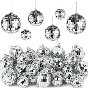 36 count Mirror Disco 4D Ball   Disco 4D Ball Small Party Mirror Balls Cool Reflective Decor Christmas Tree Ornaments for Wedding Party Dance  Festival, 3 Sizes