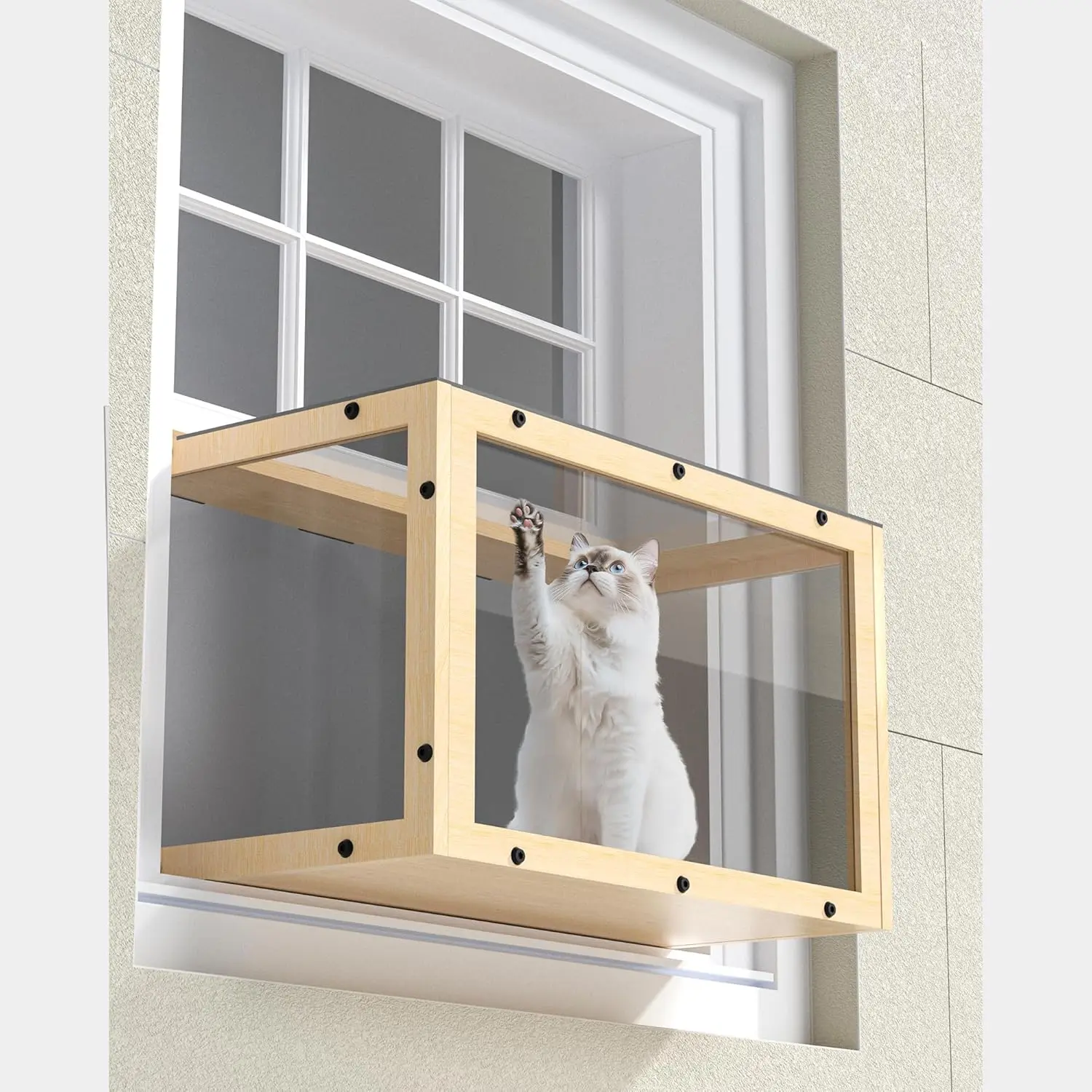 Window cat platform, wooden cat window ledge, indoor cat window platform. Suitable for single-hung windows with an inner diameter of 24-35inch