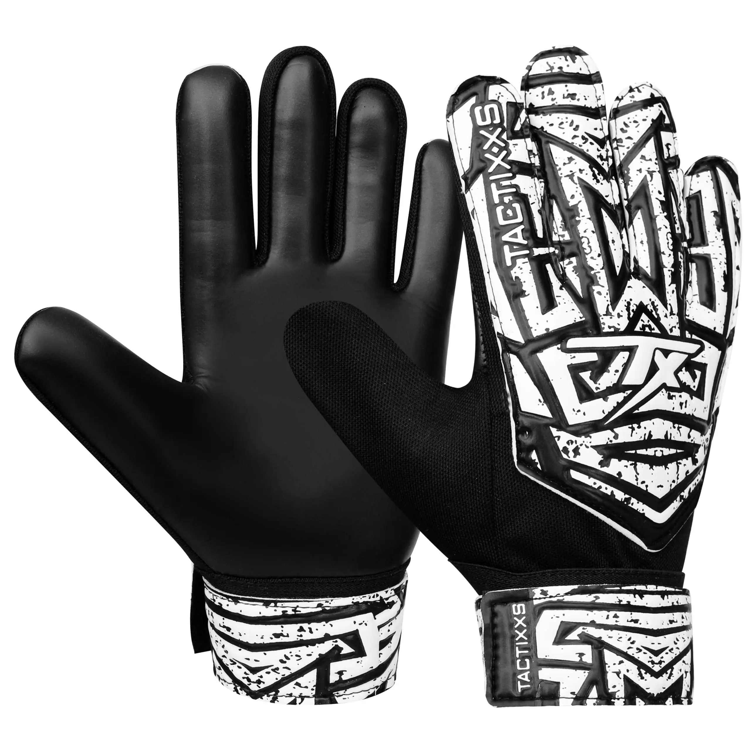 Adult-Youth Soccer Goalie Gloves (1 Pair) for Goalkeeper Play, 4mm Latex Anti-Slip Grip Palm, 3D Embossing Funky Design, Protective Wrist Support, Hook-Loop Closure, Cool Breath Mesh, Football Equipment, Soccer Accessories for Tough Saves