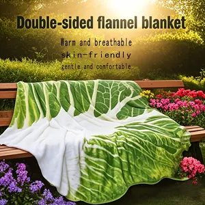 Creative Funny Flannel Blanket, Simulation Large Cabbage Throw Blanket, Office Nap Mat, Dormitory Air Conditioning Blanket