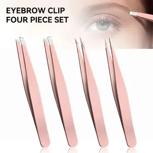 Tweezers for Women Facial Hair,4 in 1Pack Tweezers for Eyebrows,Tweezer Set for Ingrown Hair, High Precision Stainless Steel Eyebrow Tweezers for Facial Hair Daily Beauty Tool Travel for Gifts Makeup Cosmetic