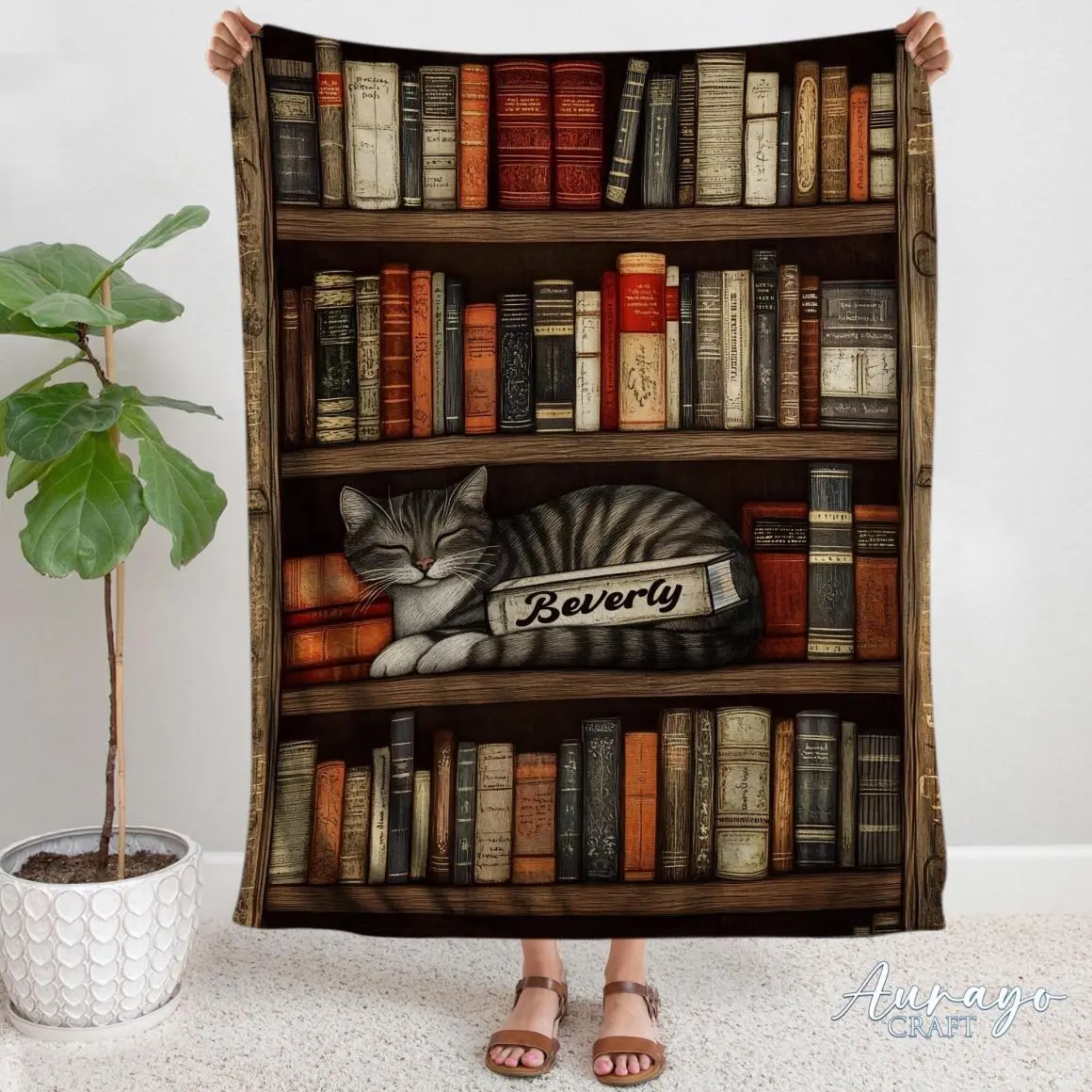 Personalized Book Blanket, Reading Blanket, Book Cat Lover,Vintage Books Blanket, Soft Cozy Throw Blankets, Gift For Reading