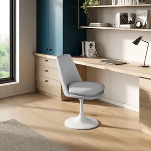 Lippa Upholstered Swivel Dining Chair in White Light Gray