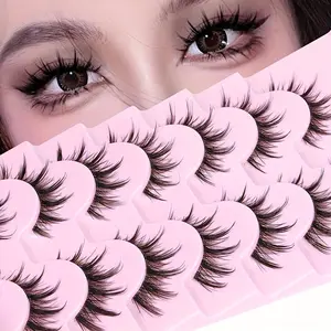 7 Pairs Long Natural Dense Fox Eye False Eyelashes, European Style Smoky Look, Straight Fly Design, Enhance Your Gaze Effectively